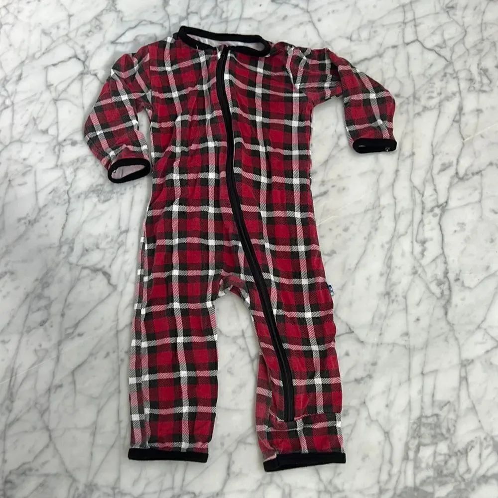 Kickee pants 3-6 months buffalo plaid footless sleeper
